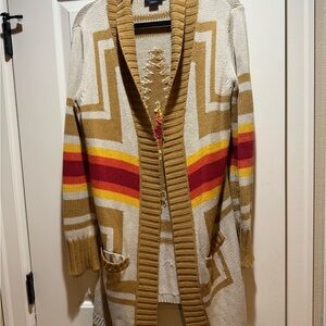 Pendleton Mustard and Cream Knit Cardigan